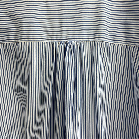Ann Mashburn Blue White Striped Puff Sleeve Button Up Shirt Size Medium - Picture 7 of 7